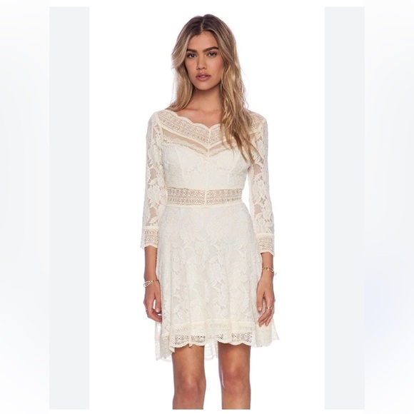 Free People Lacey Affair Dress in Tea Bohemian Feminine Medium - Picture 1 of 9